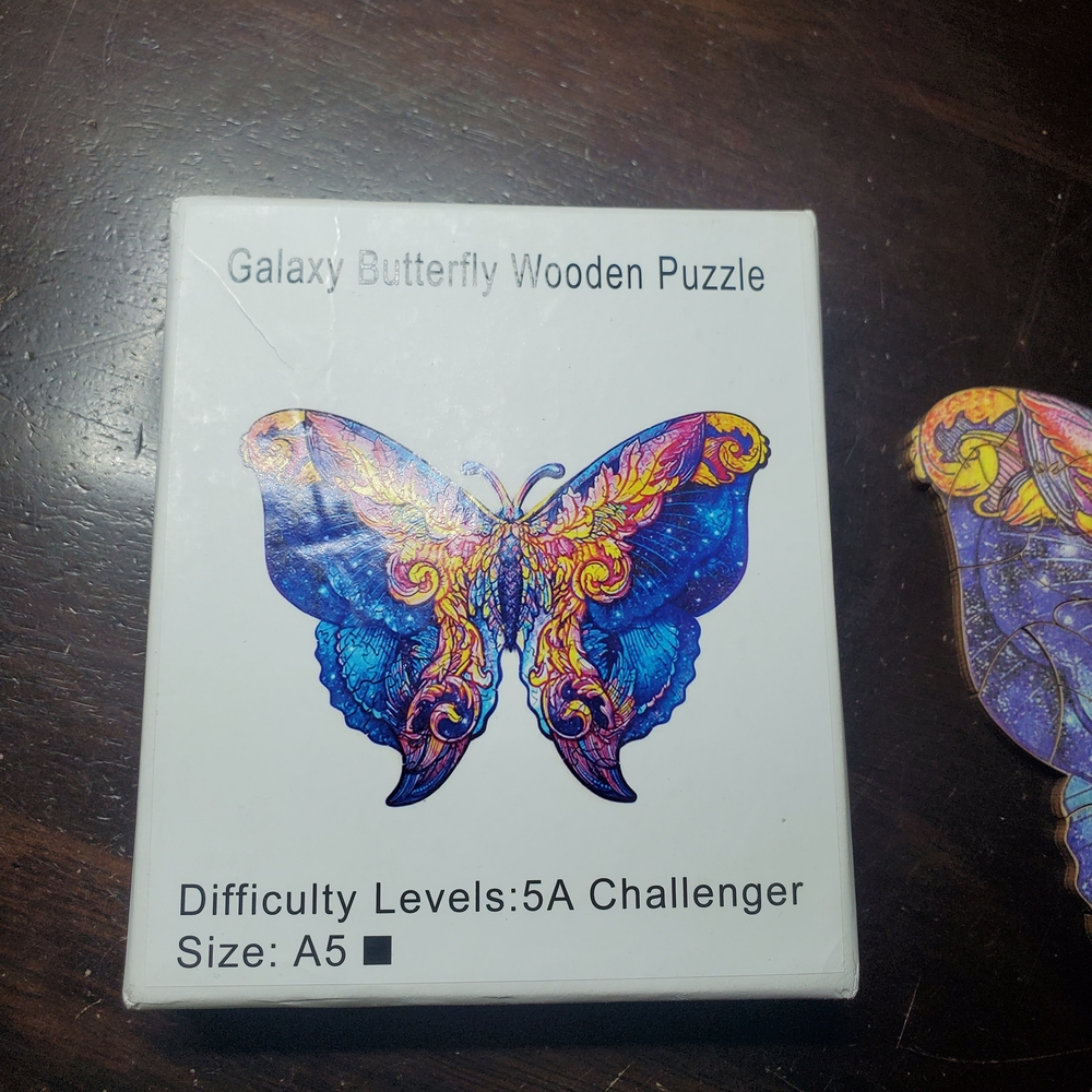Galaxy Butterfly Wooden Puzzle - Purple & Yellow - Picture 3 of 5